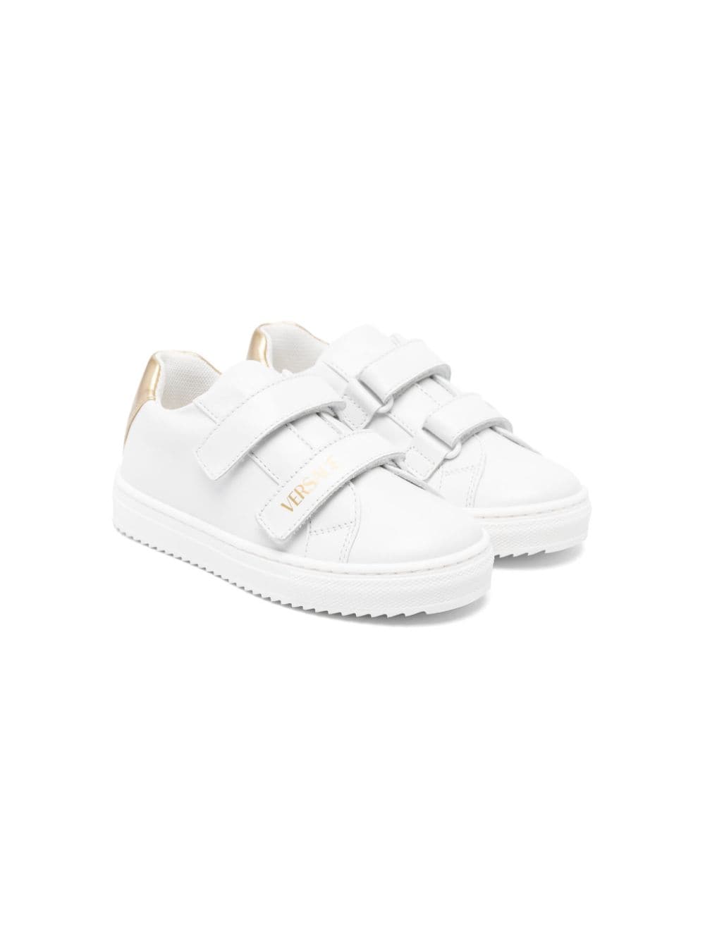 Versace Kids logo-print leather sneakers - White von Versace Kids