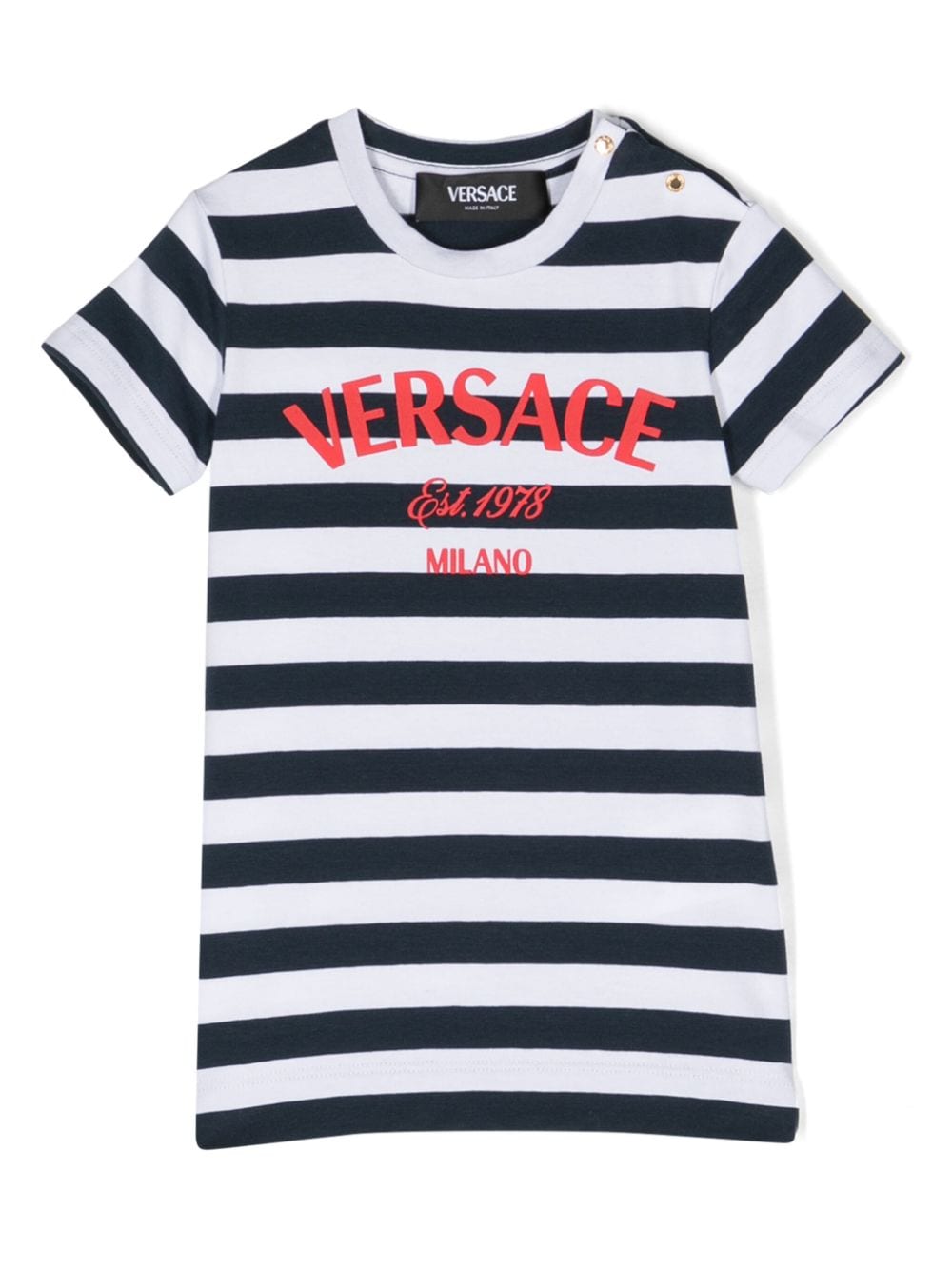 Versace Kids logo-print nautical-stripe T-shirt - White von Versace Kids