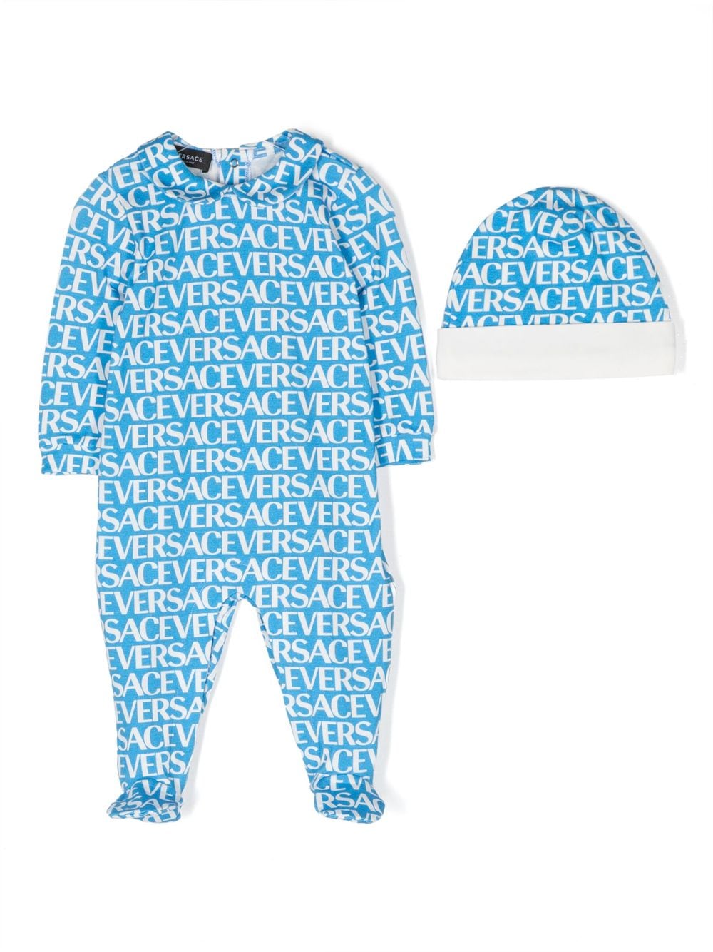 Versace Kids logo-print pajama and beanie set - Blue von Versace Kids