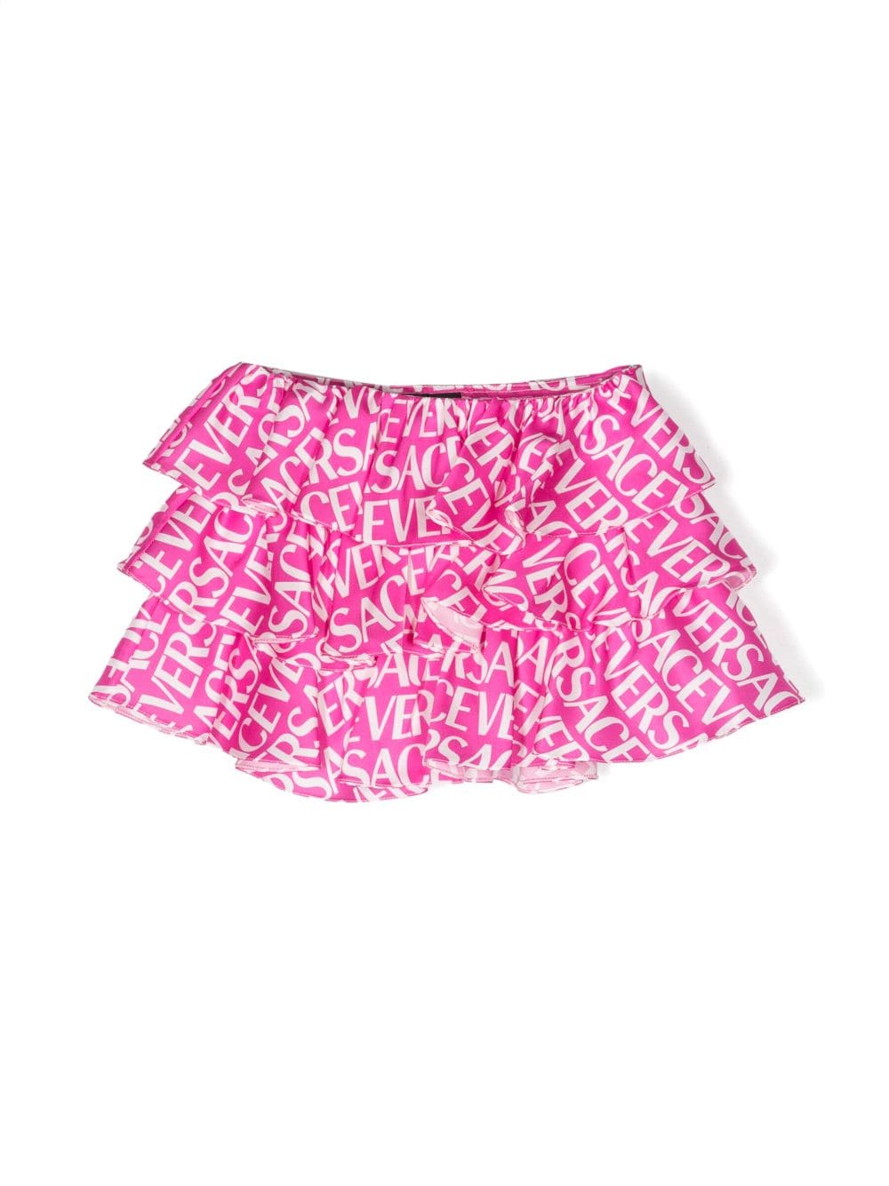 Versace Kids logo-print ruffled miniskirt - Pink von Versace Kids