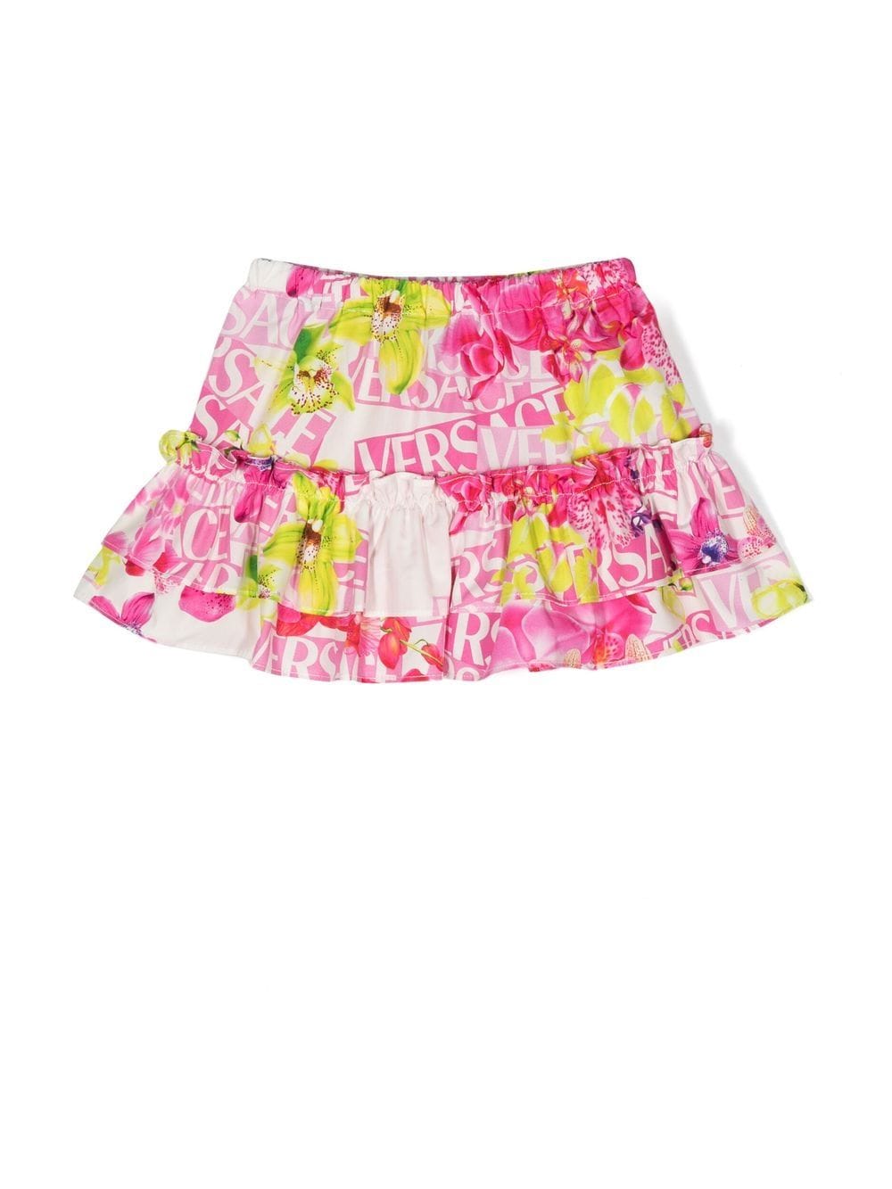 Versace Kids logo-print tiered skirt - Pink von Versace Kids