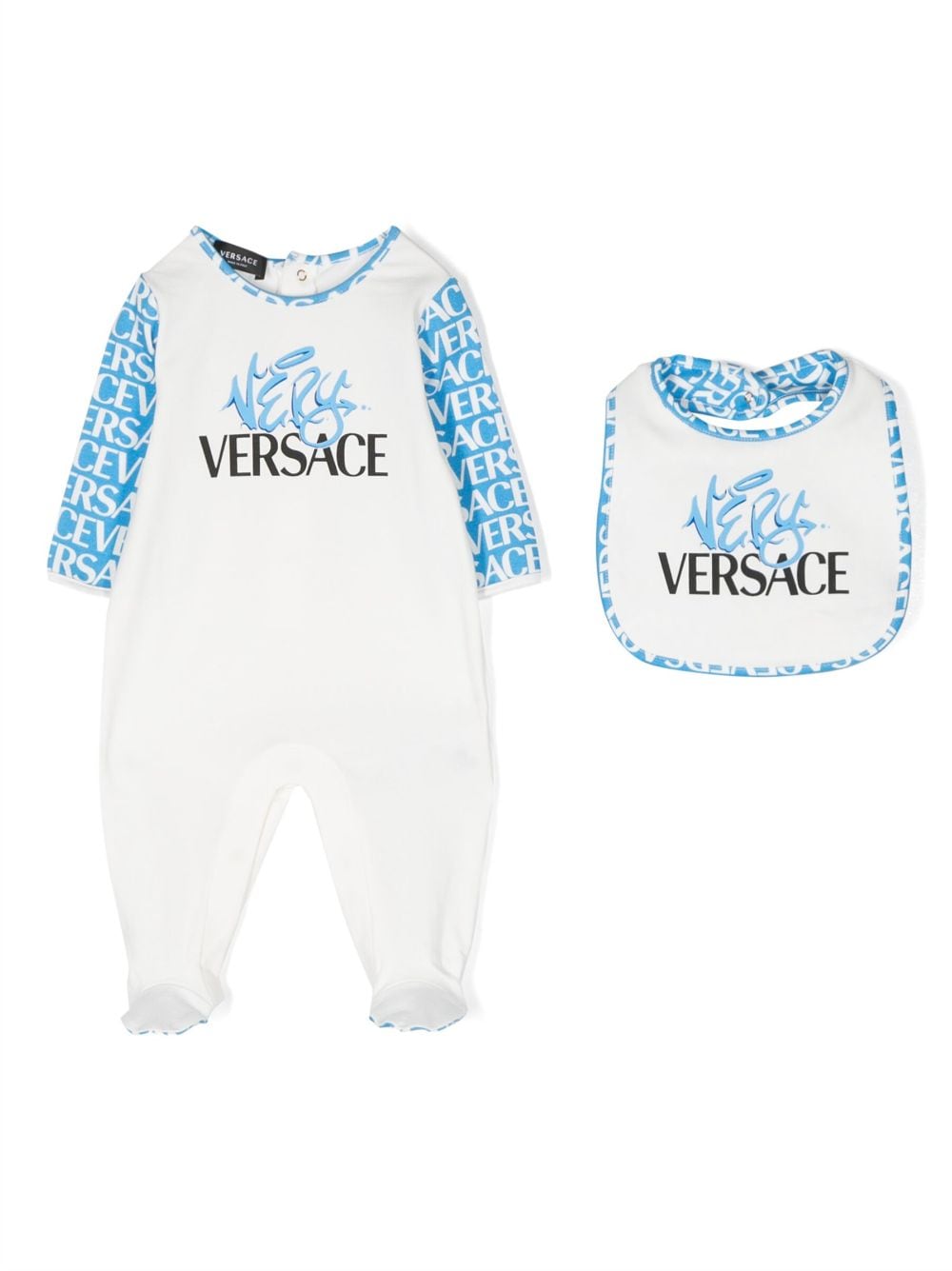 Versace Kids logo-print two-piece babygrow set - White von Versace Kids