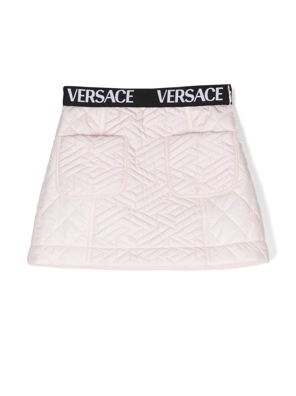 Versace Kids logo-waist diamond-quilt skirt - Pink von Versace Kids
