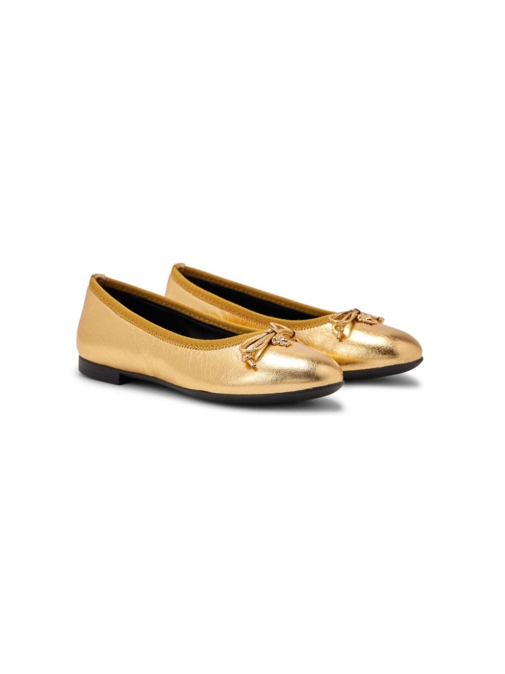 Versace Kids metallic leather ballerina shoes - Gold von Versace Kids