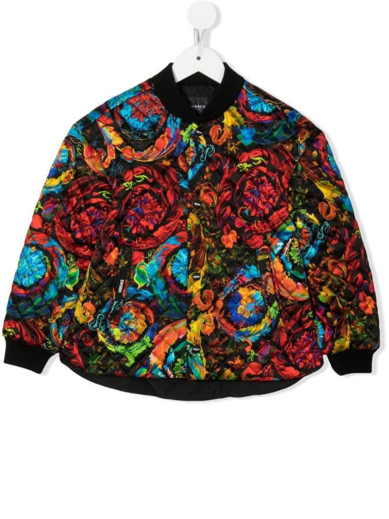 Versace Kids quilted floral bomber jacket - Black von Versace Kids