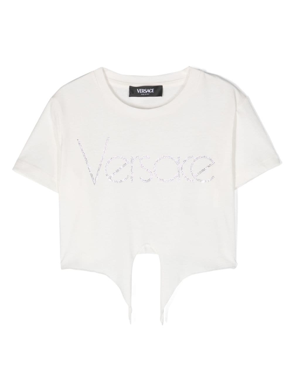 Versace Kids rhinestone-logo cotton T-shirt - White von Versace Kids