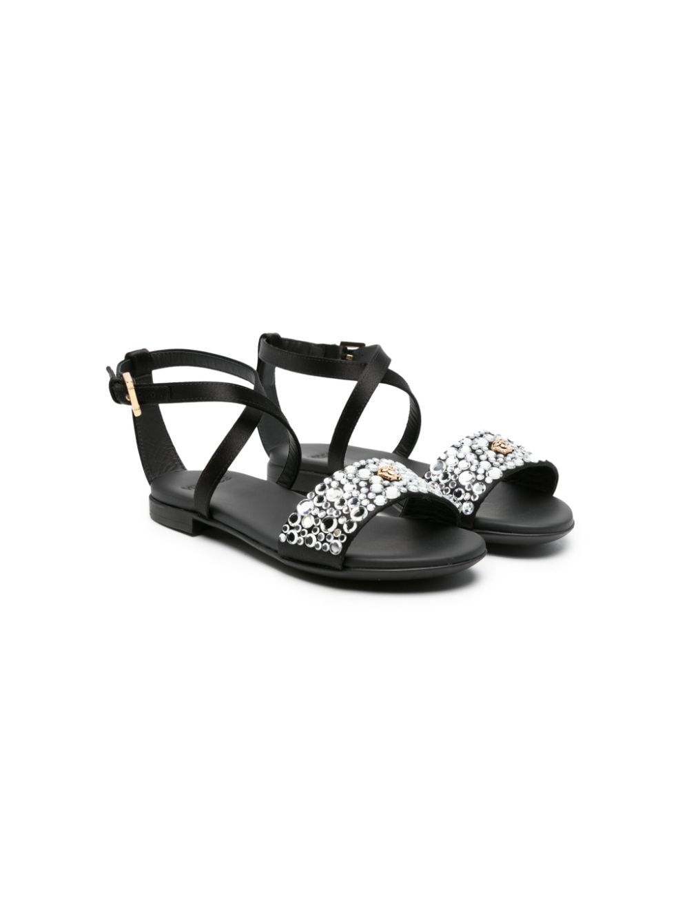 Versace Kids rhinestoned leather sandals - Black von Versace Kids