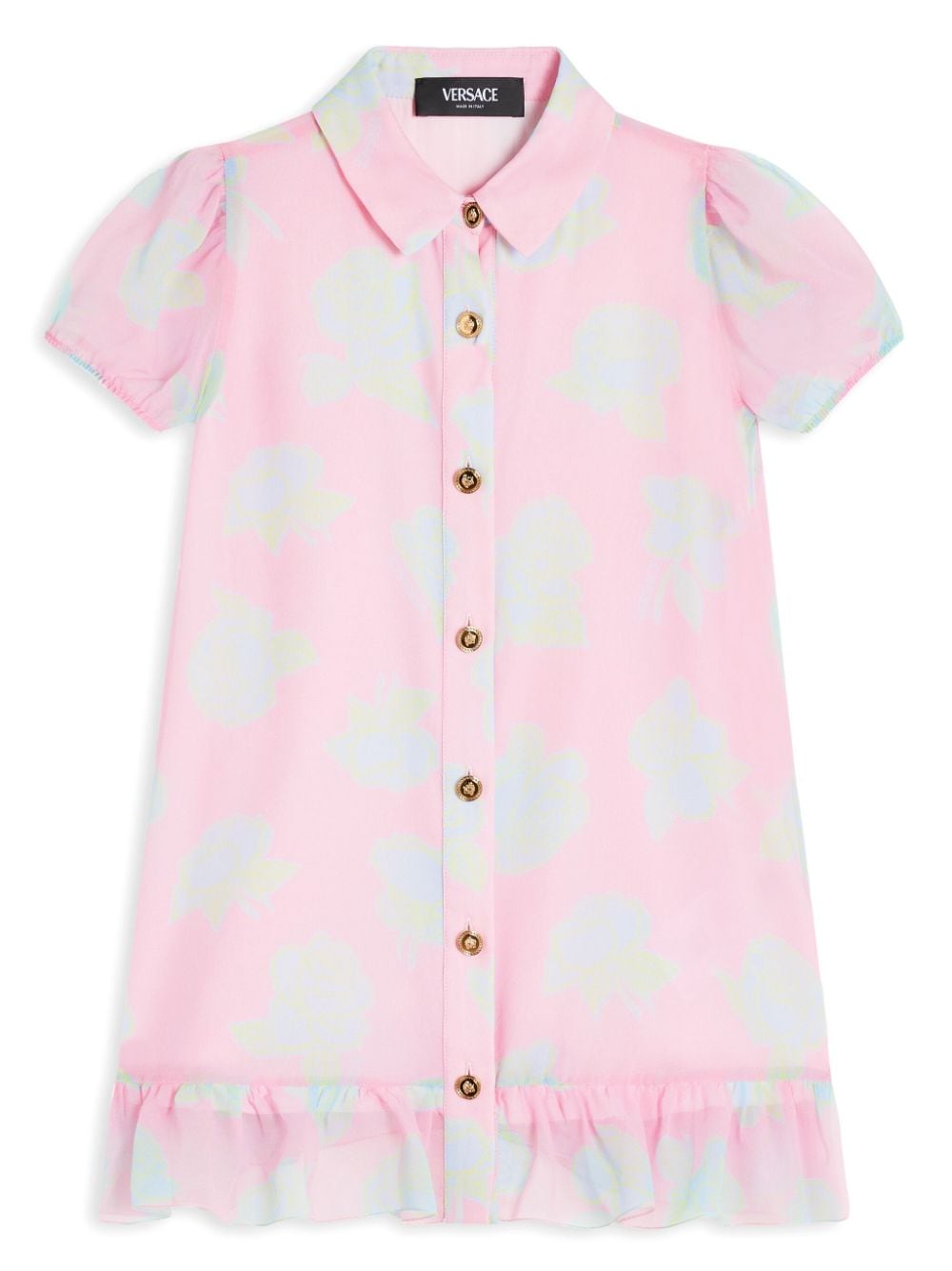 Versace Kids rose-print silk shirtdress - Pink von Versace Kids