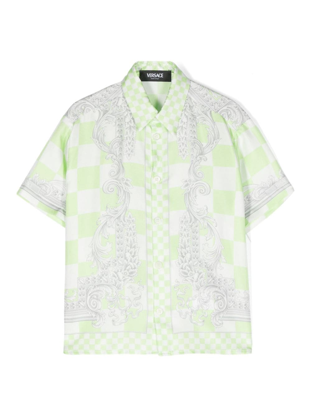 Versace Kids silk baroque-check shirt - Green von Versace Kids