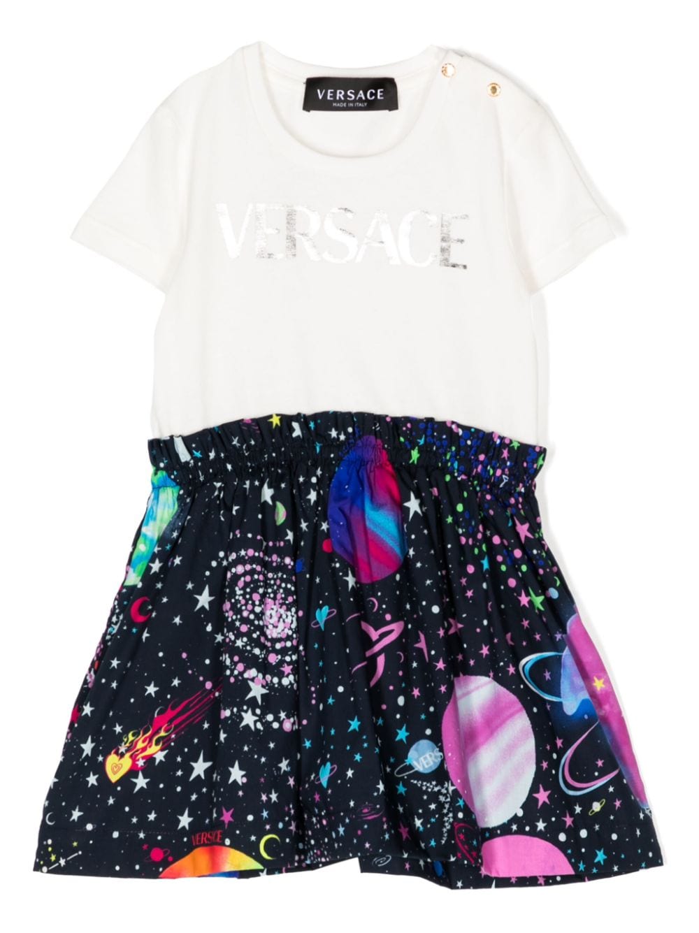 Versace Kids space-print flared dress - White von Versace Kids