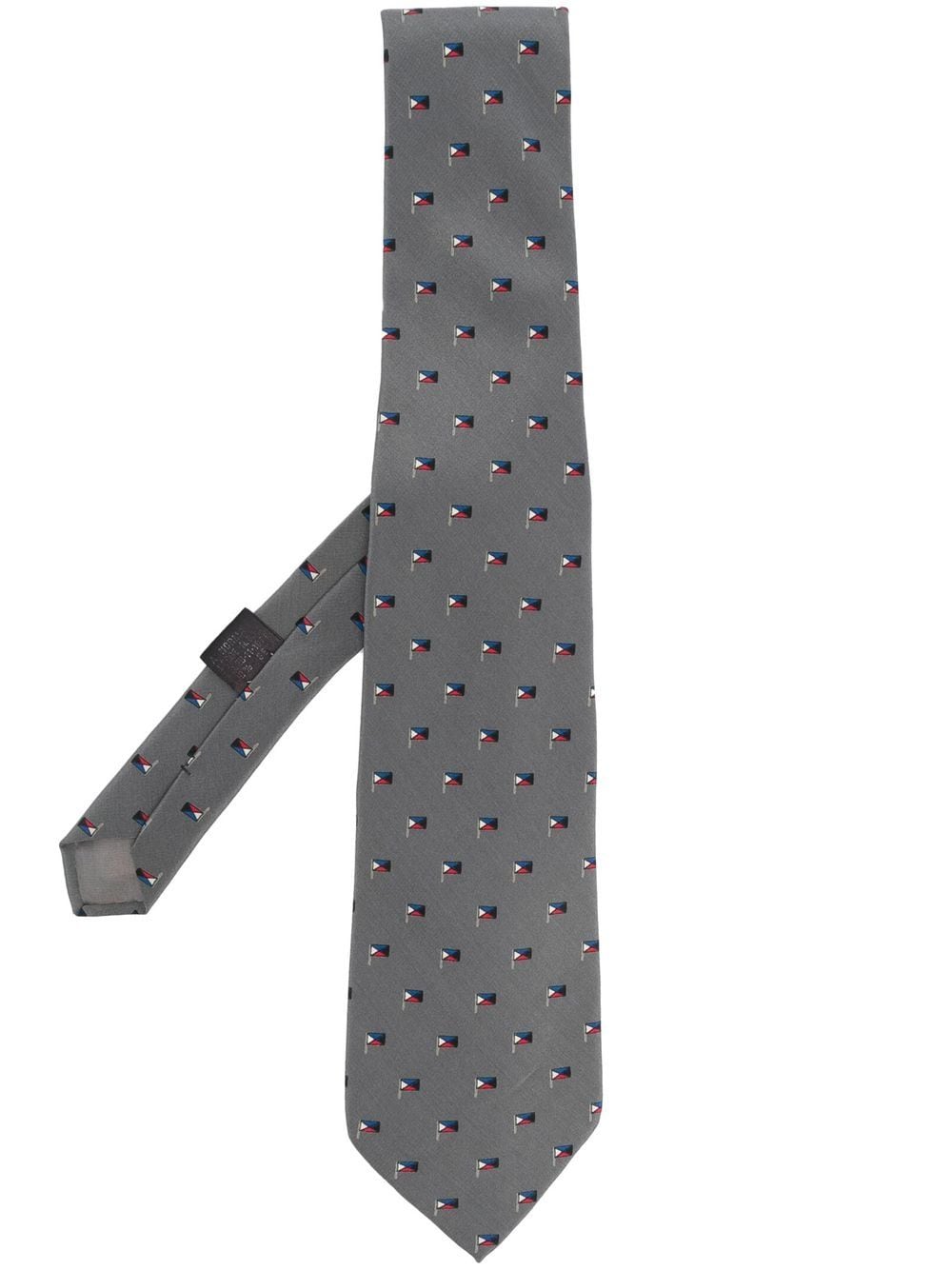Versace Pre-Owned 1970s flag print silk necktie - Grey von Versace Pre-Owned