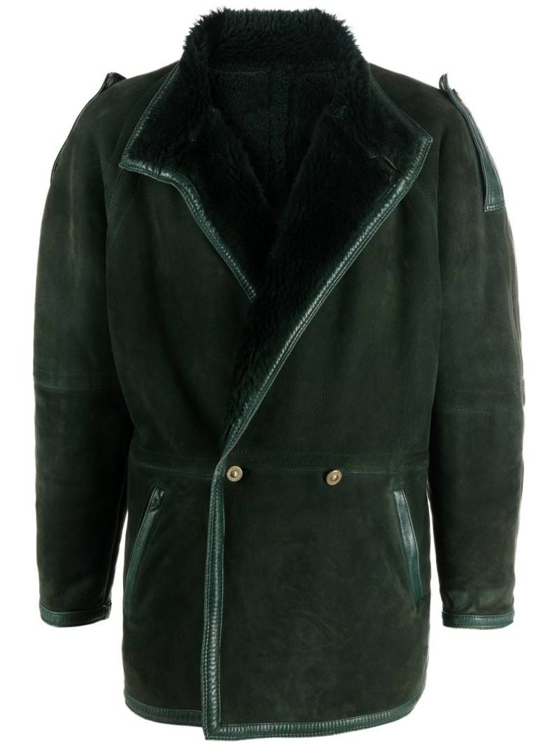 Versace Pre-Owned 1980s double-breasted shearling coat - Green von Versace Pre-Owned