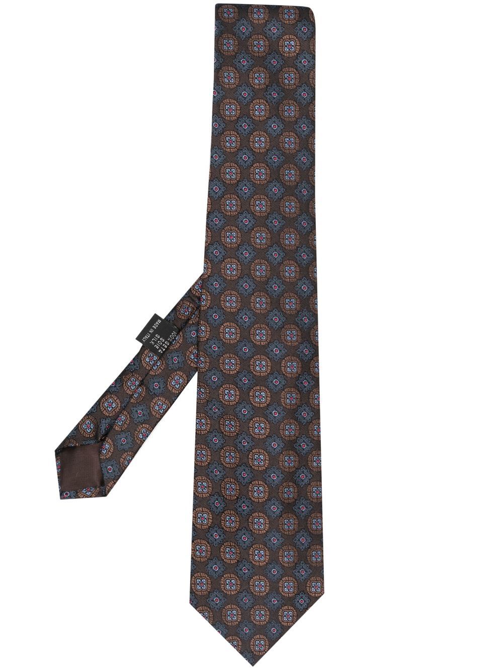 Versace Pre-Owned 1990s geometric floral-print silk tie - Blue von Versace Pre-Owned