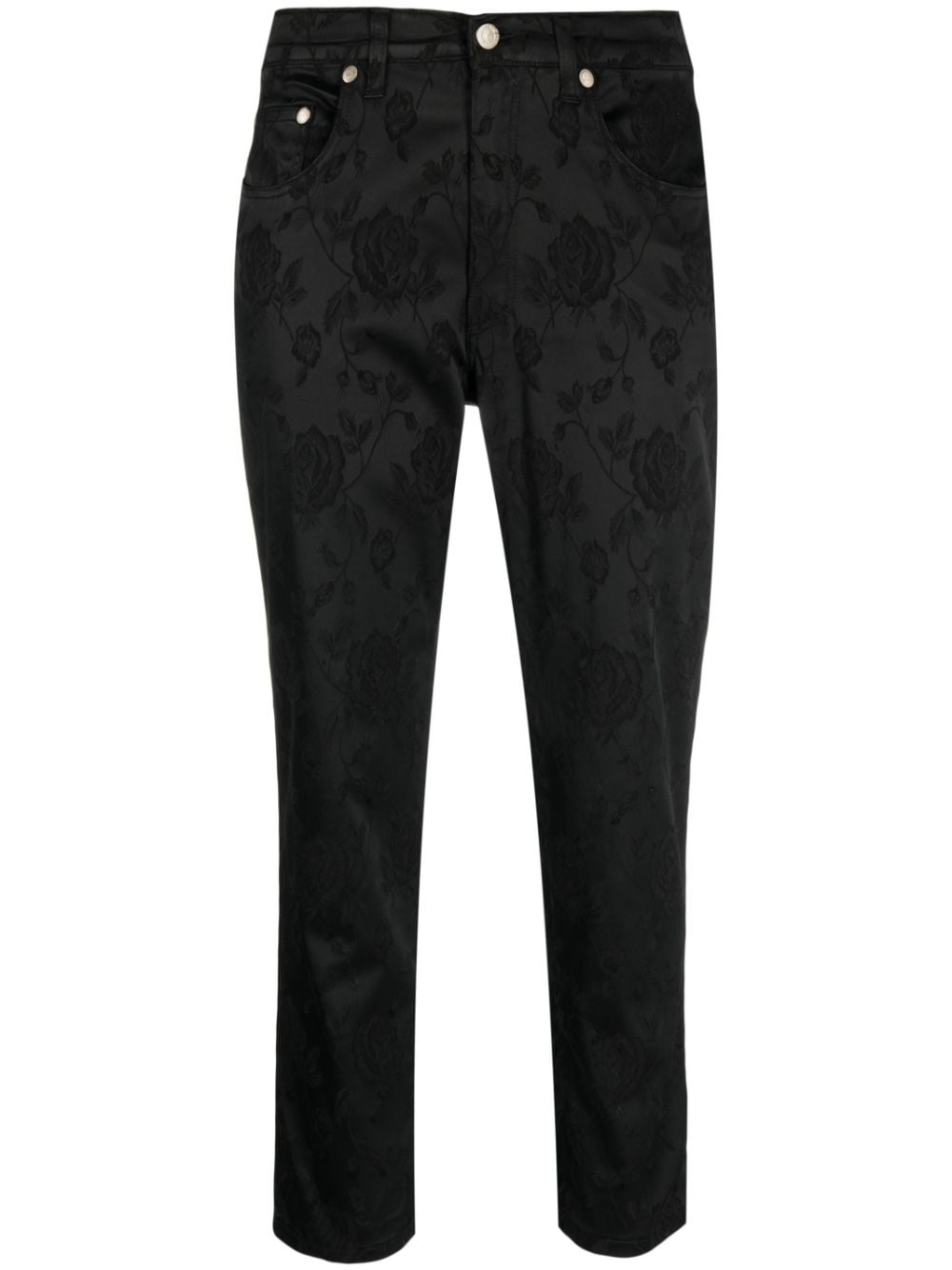 Versace Pre-Owned 2000s floral-jacquard cropped trousers - Black von Versace Pre-Owned