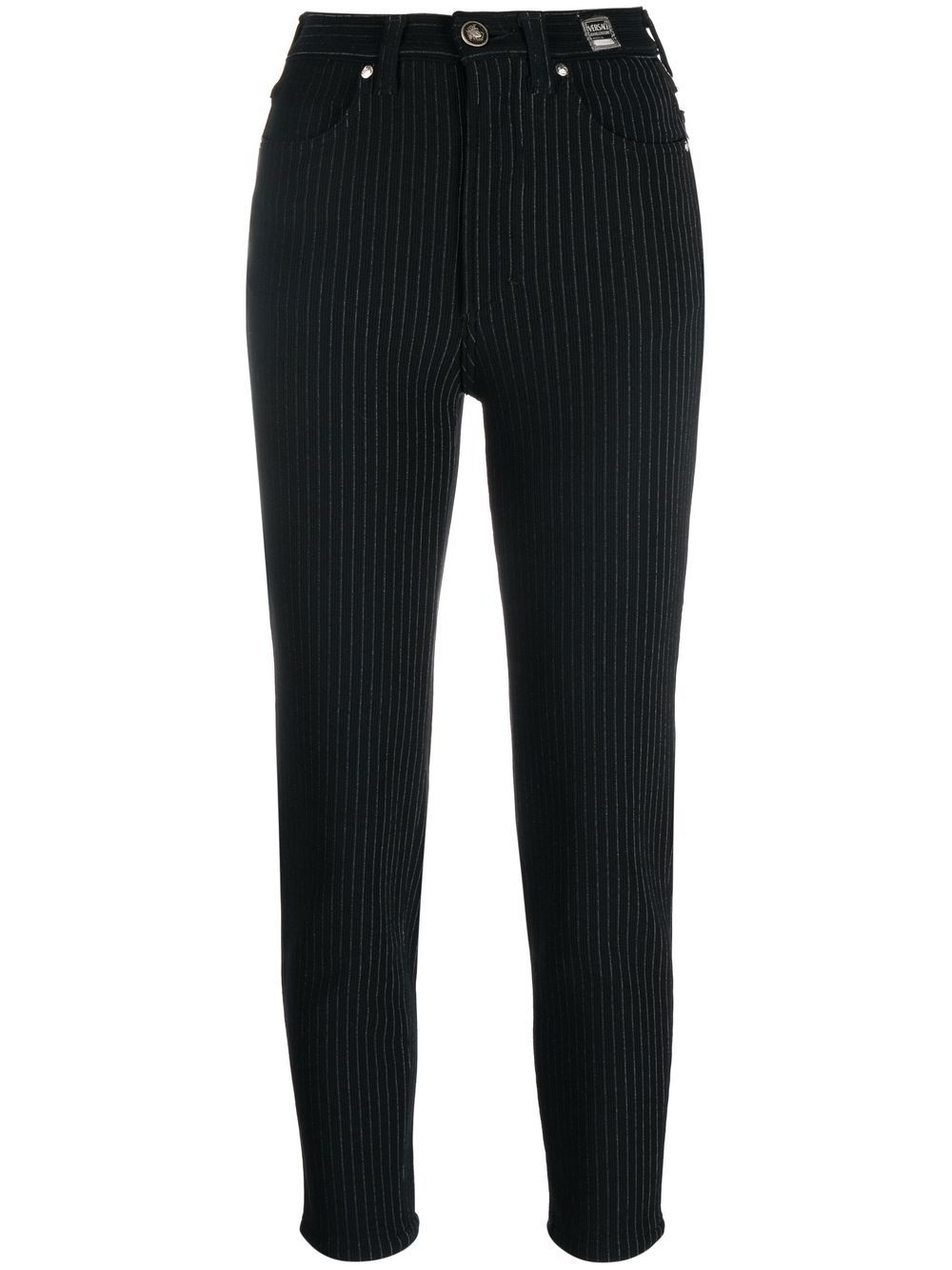 Versace Pre-Owned 2000s pinstripe skinny-cut trousers - Black von Versace Pre-Owned