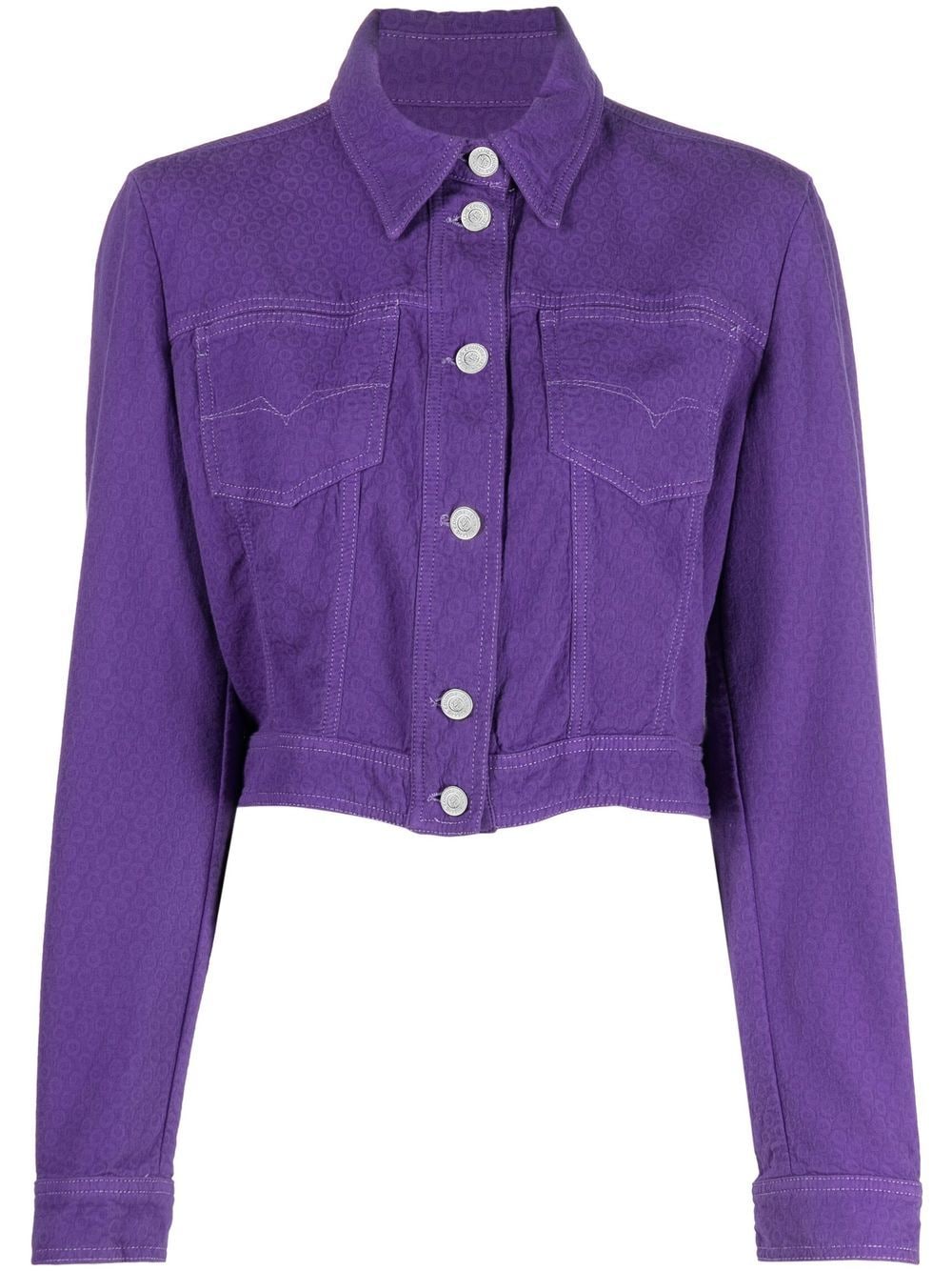 Versace Pre-Owned 2000s tonal pattern buttoned jacket - Purple von Versace Pre-Owned