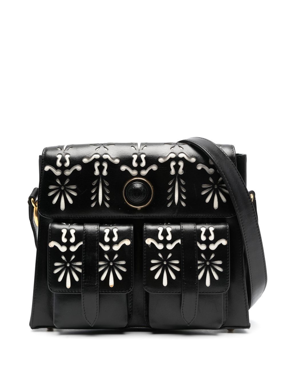 Versace Pre-Owned cut-out detailing flap shoulder bag - Black von Versace Pre-Owned