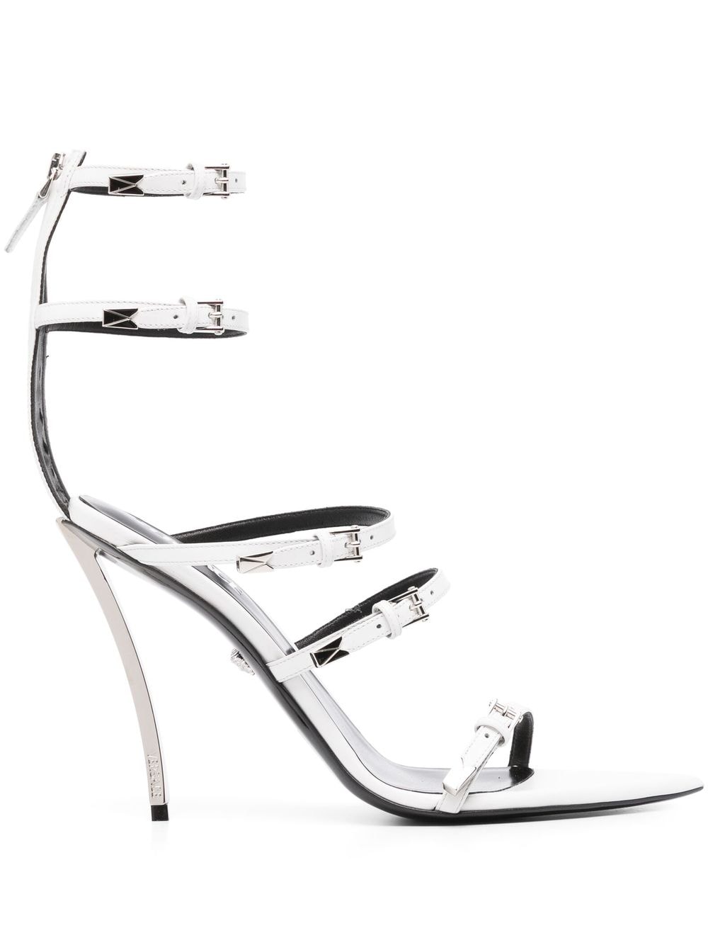 Versace Pin-Point 100mm buckle-strap sandals - White von Versace