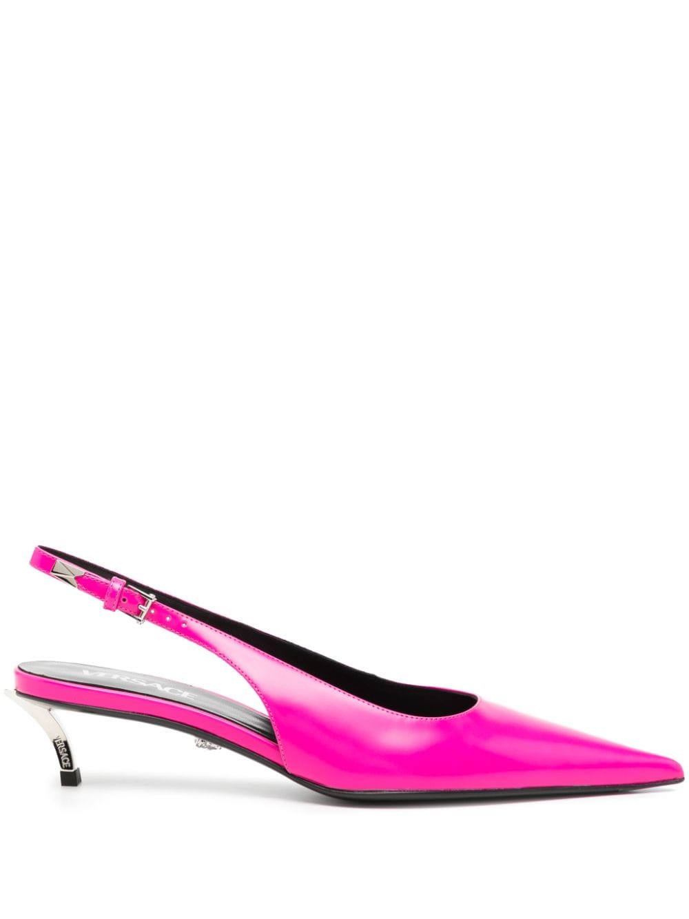 Versace 50mm patent slingback pumps - Purple von Versace