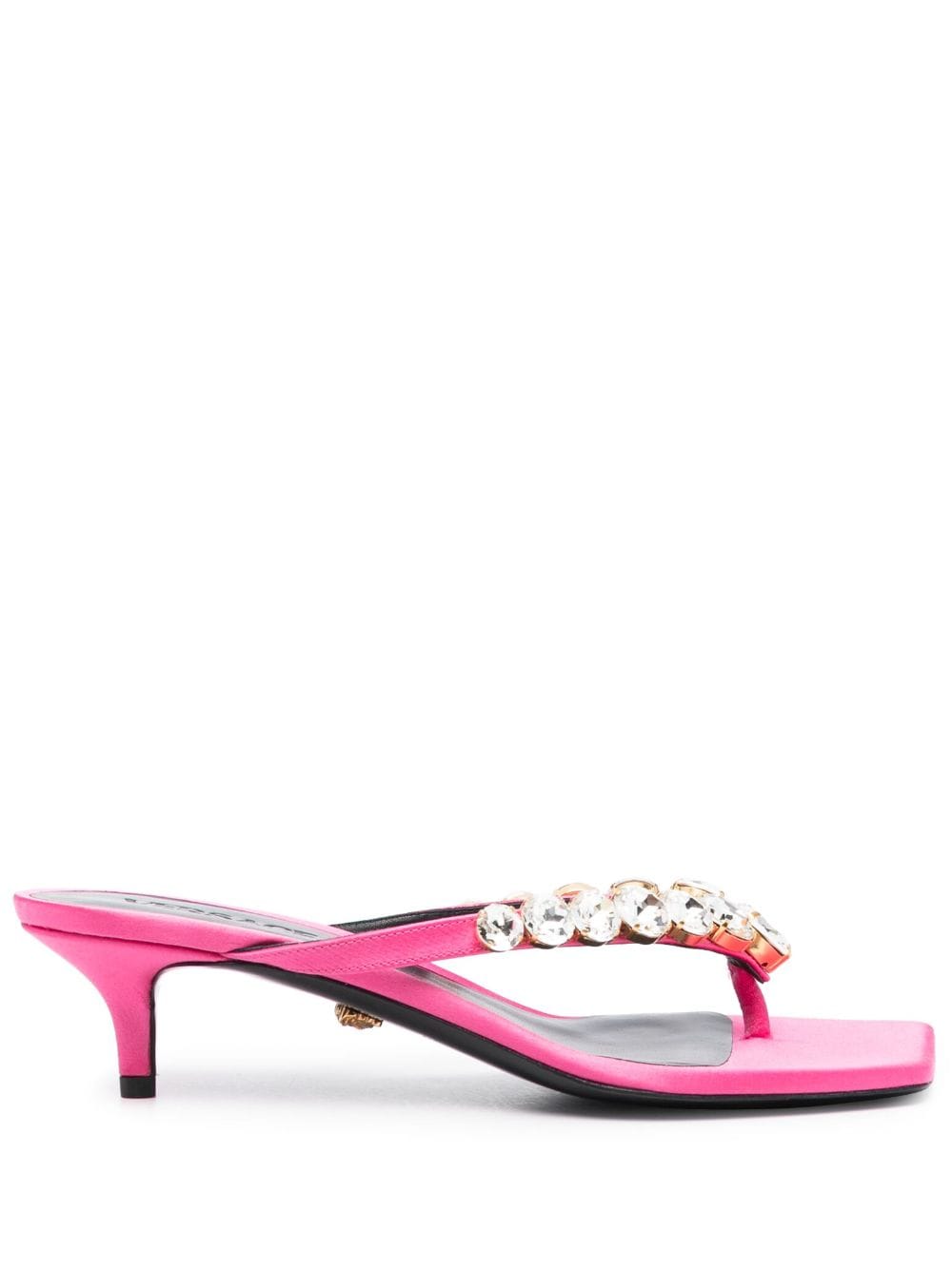 Versace 55mm crystal-embellished thong mules - Pink von Versace