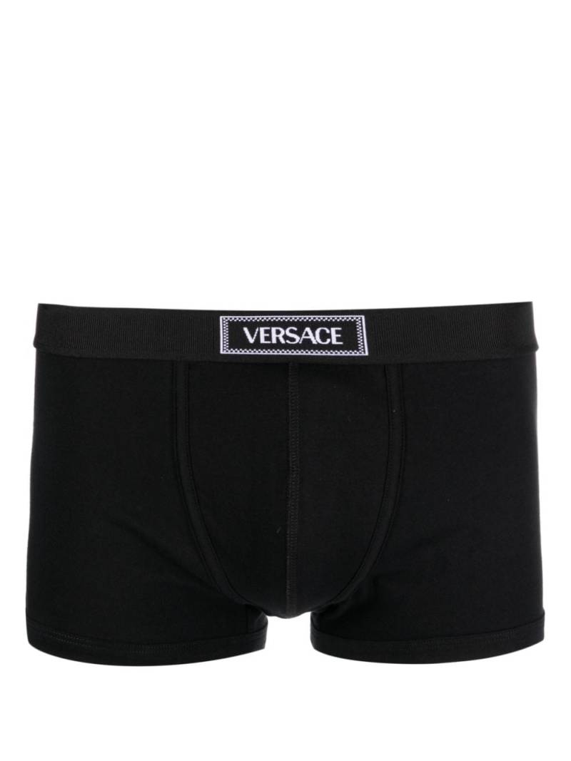 Versace 90s Versace logo-waistband cotton boxer briefs - Black von Versace