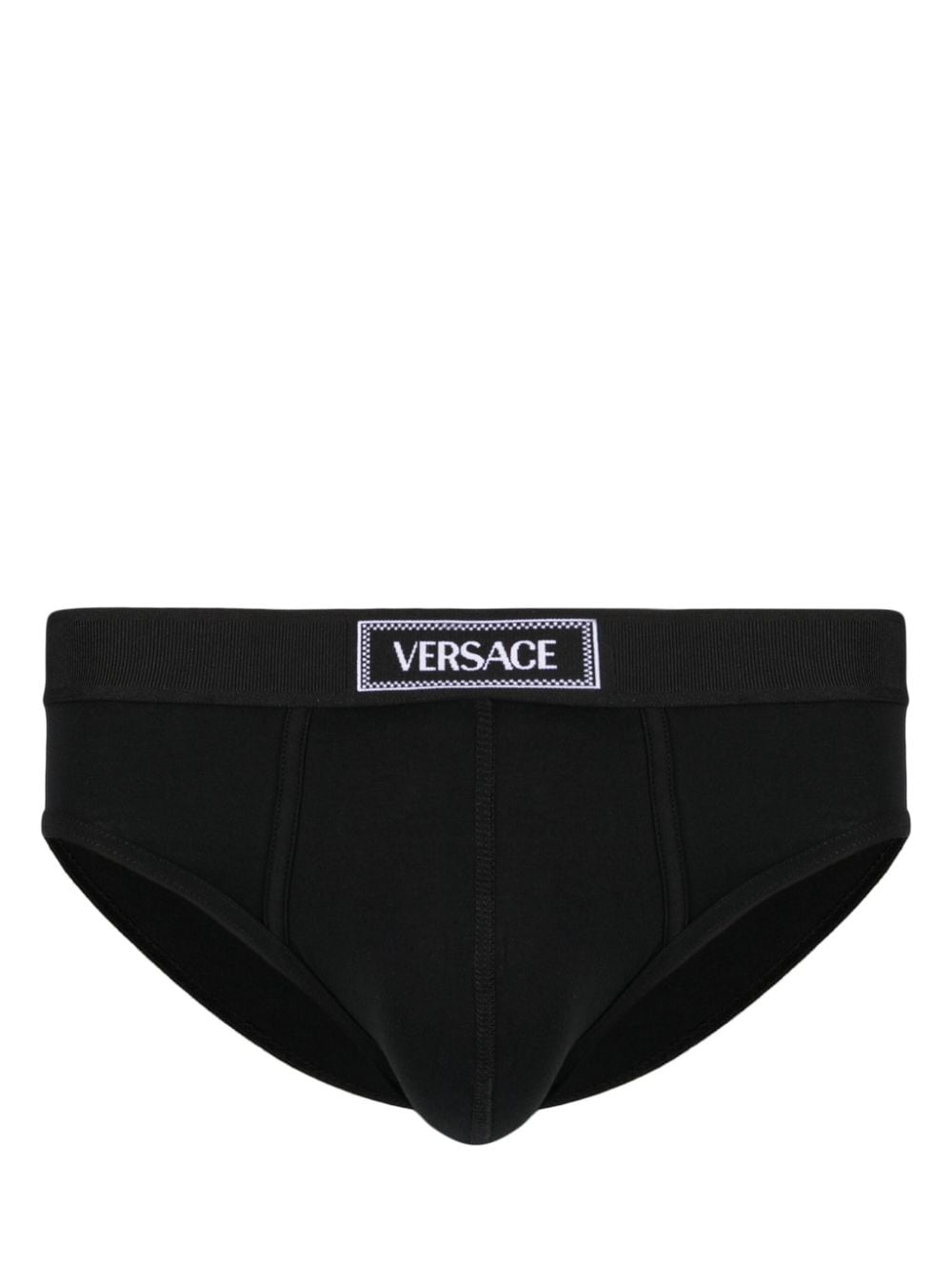 Versace 90s Versace logo-waistband cotton briefs - Black von Versace