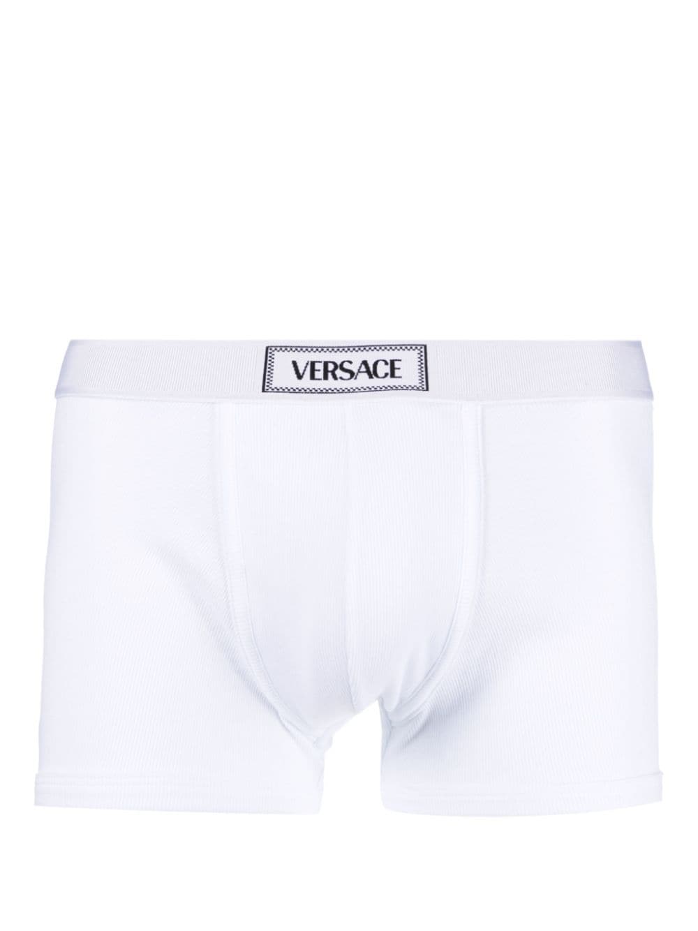 Versace 90s Versace logo-waistband ribbed boxer briefs - White von Versace