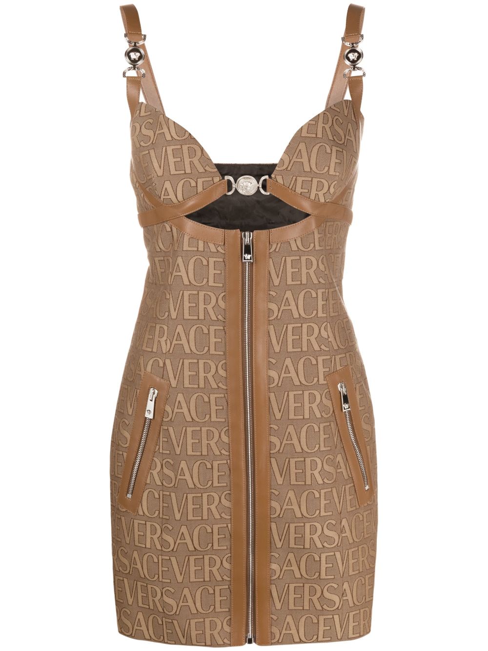 Versace Allover cut-out jacquard minidress - Neutrals von Versace