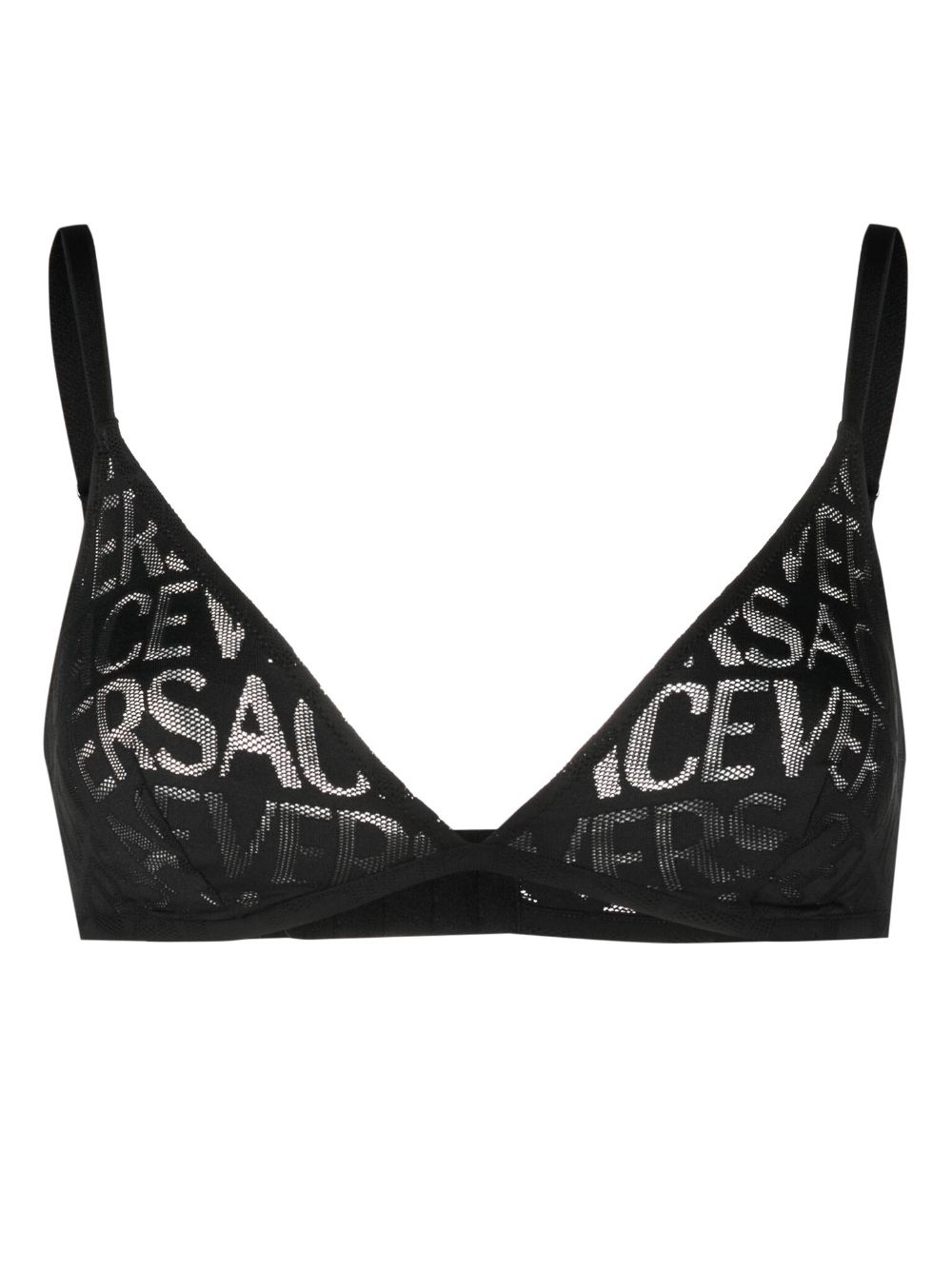 Versace Allover logo mesh triangle bra - Black von Versace