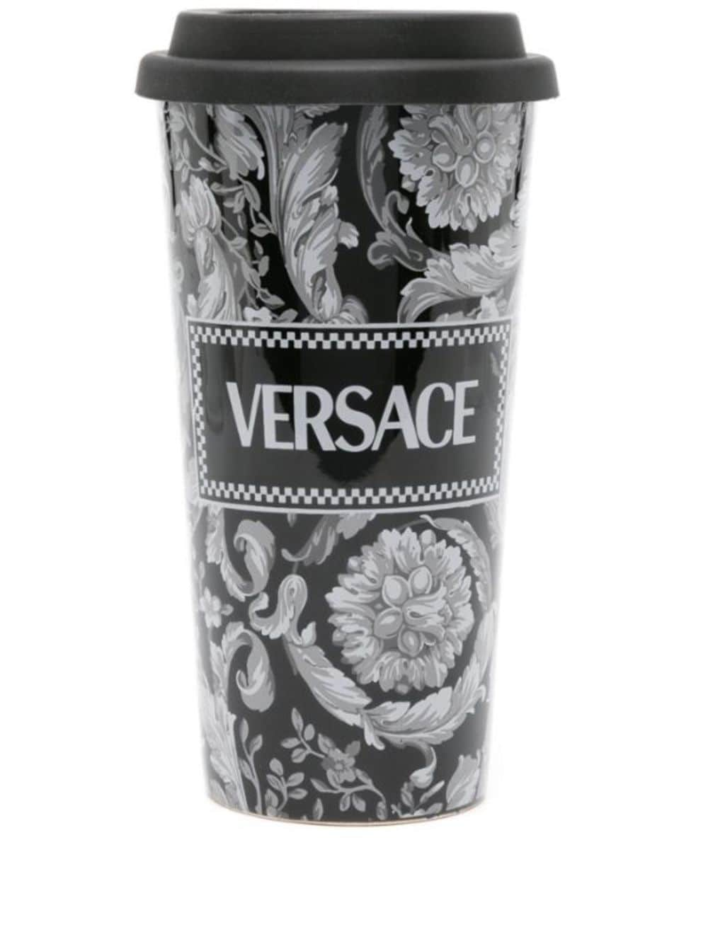 Versace Barocc-print ceramic travel mug (0,5 L) - Black von Versace