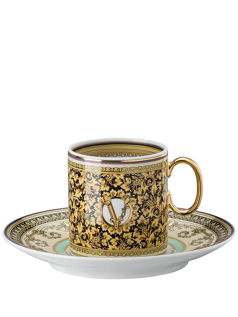 Versace Barocco Mosaic espresso cup and saucer - White von Versace