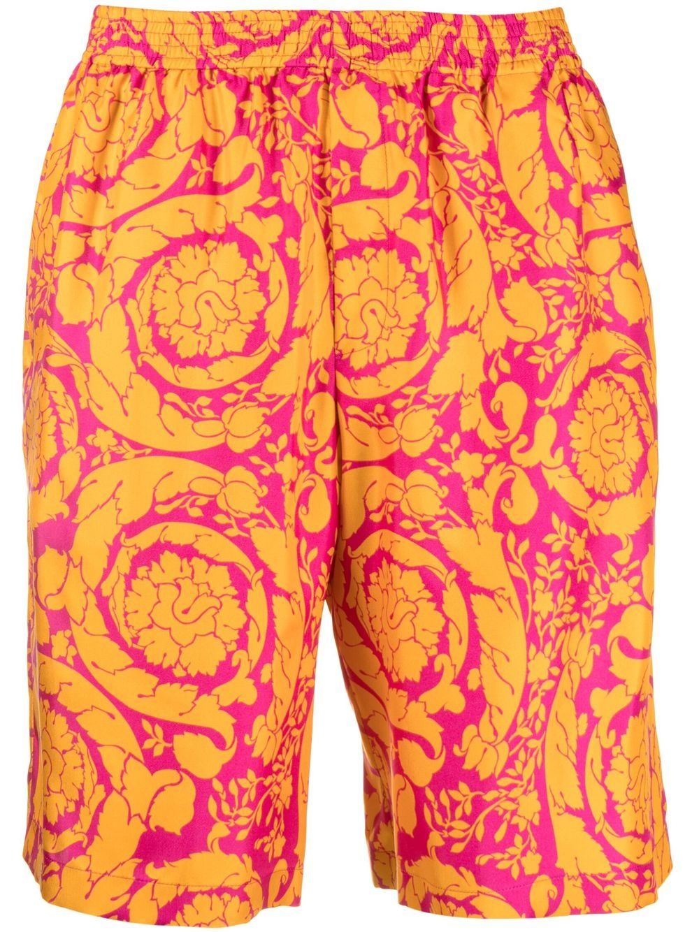Versace Barocco Silhouette-print silk shorts - Orange von Versace
