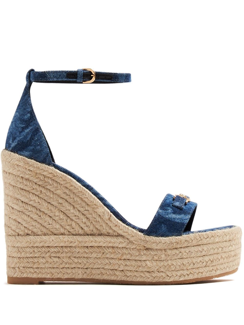 Versace Barocco denim wedge sandals - Blue von Versace