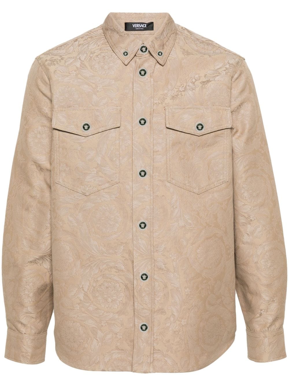 Versace Barocco-jacquard cotton shirt - Neutrals von Versace