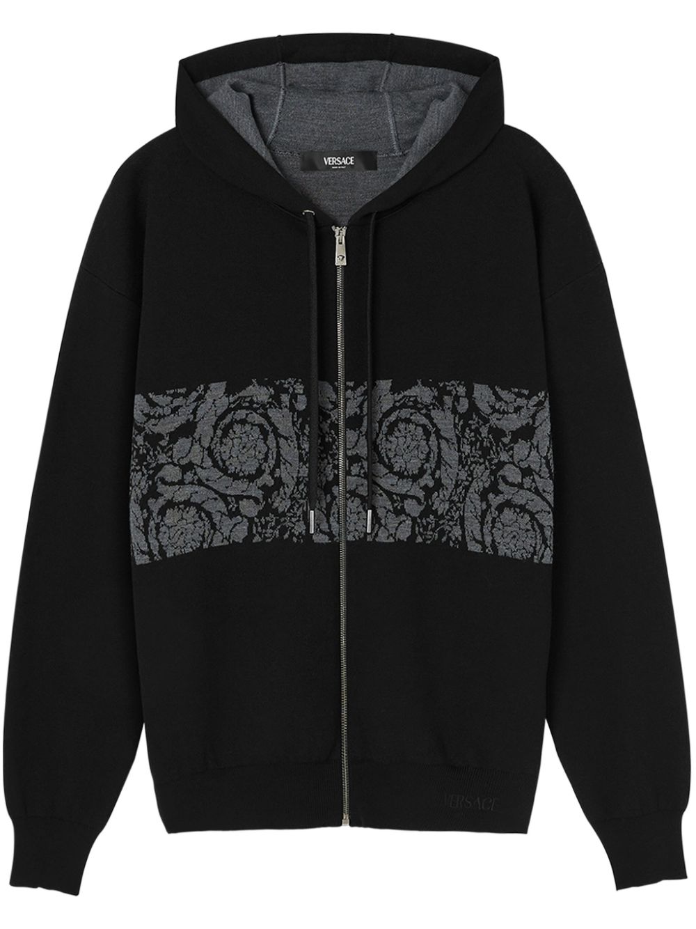 Versace Barocco-jacquard zip-up hoodie - Black von Versace