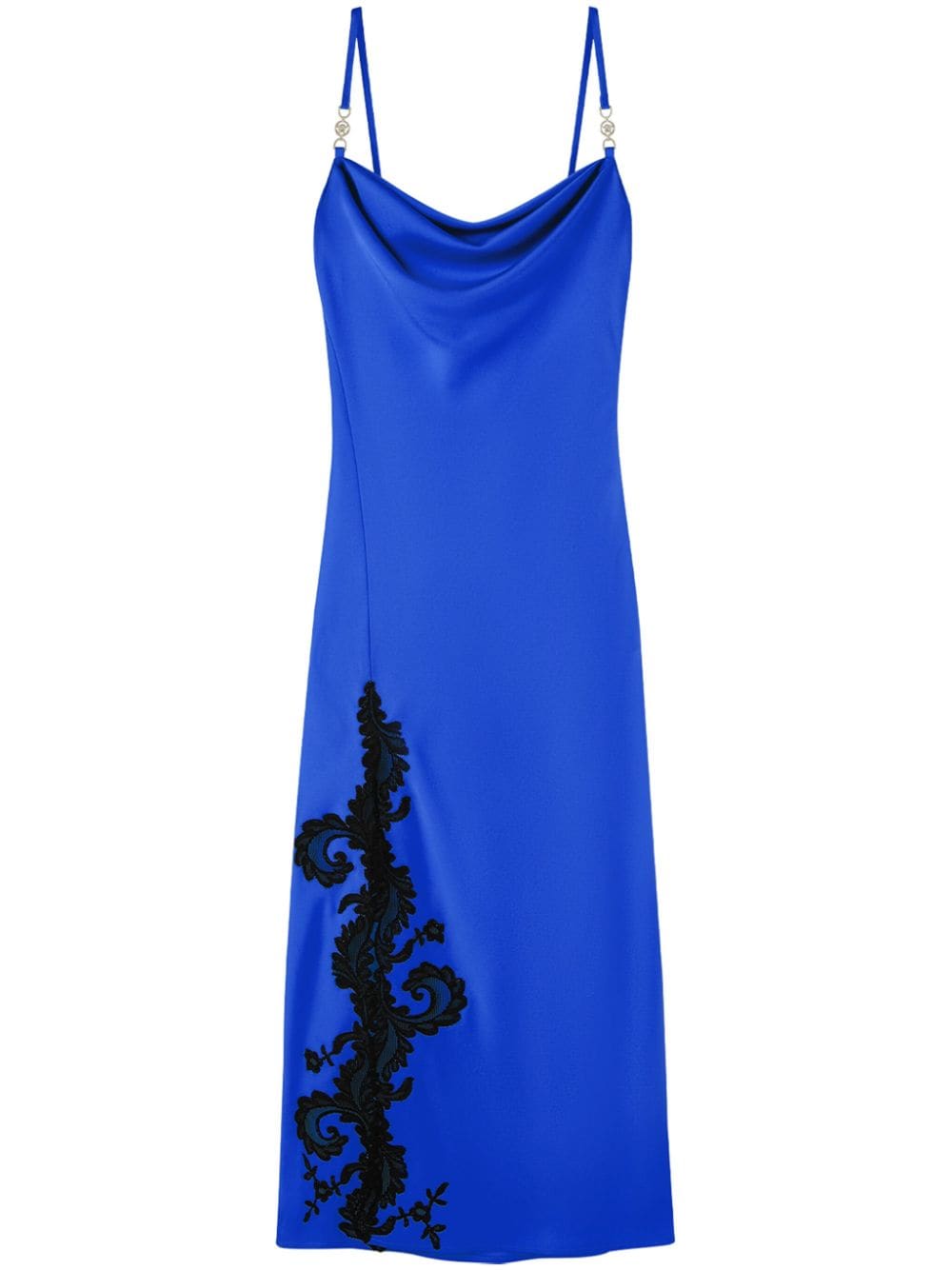Versace Barocco-lace embellished satin midi dress - Blue von Versace