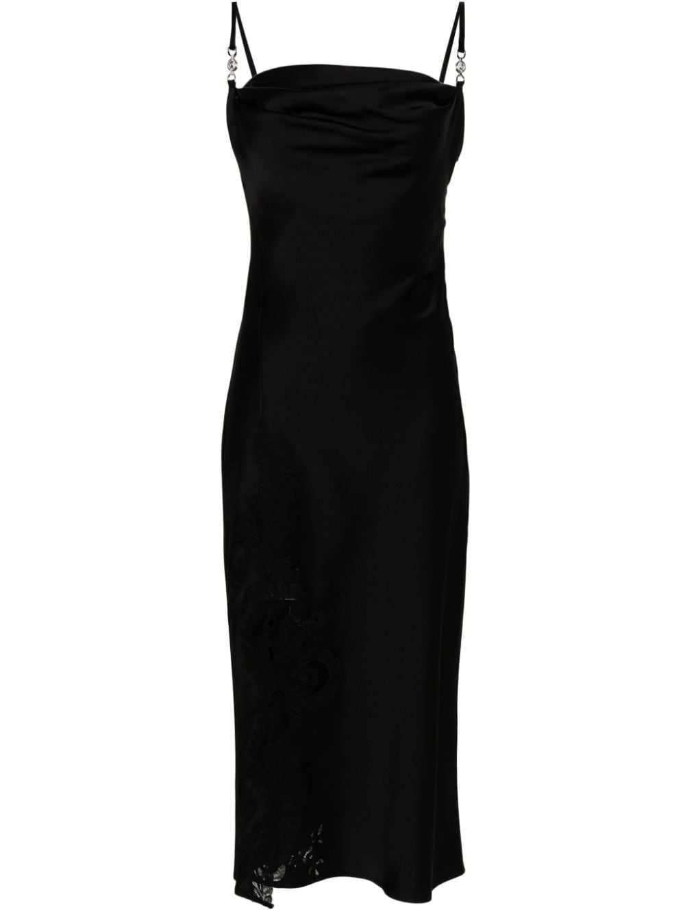 Versace Barocco-lace satin midi dress - Black von Versace