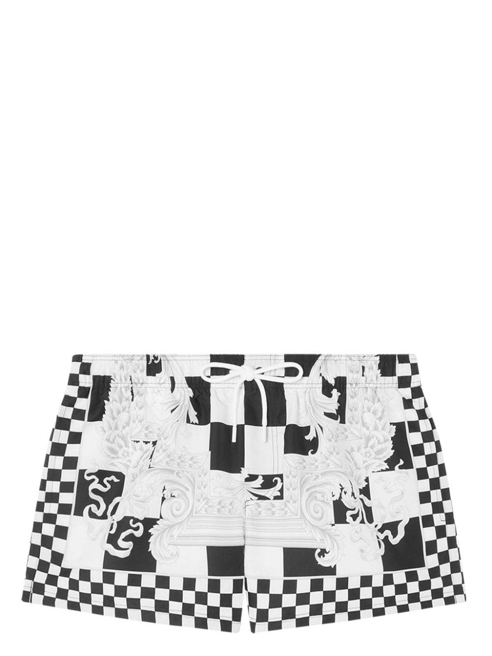 Versace Barocco-motif checkerboard-print swim shorts - Black von Versace