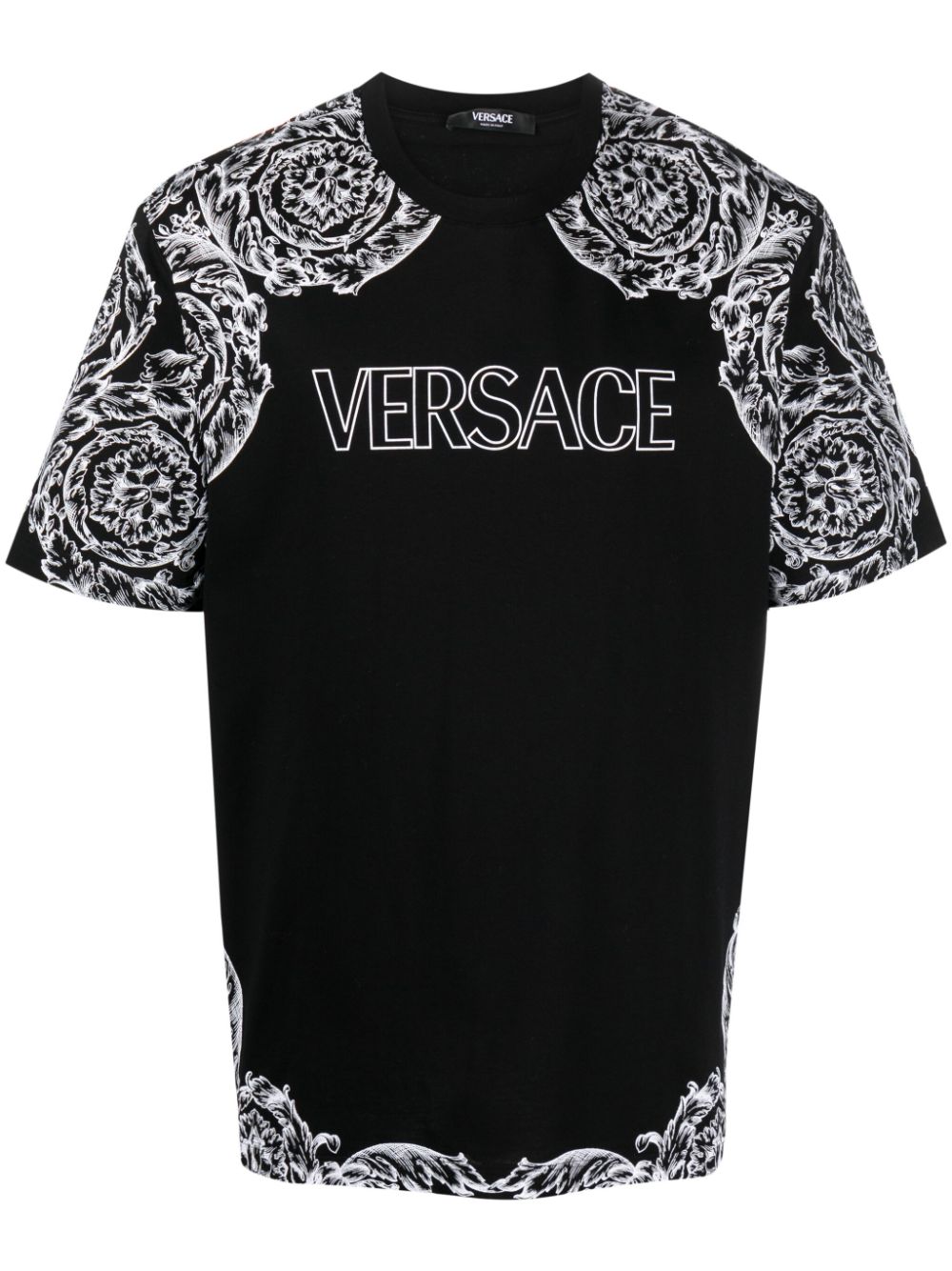 Versace Barocco-motif logo-print cotton T-shirt - Black von Versace