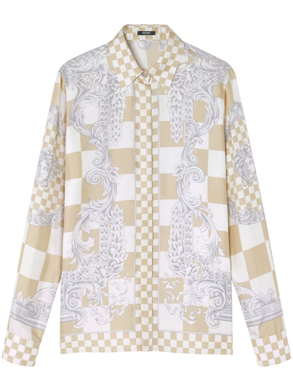 Versace Barocco-print checked shirt - Neutrals von Versace