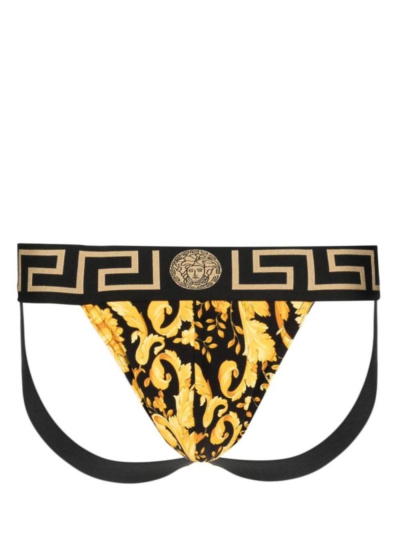 Versace Barocco-print cotton jockstrap - Gold von Versace