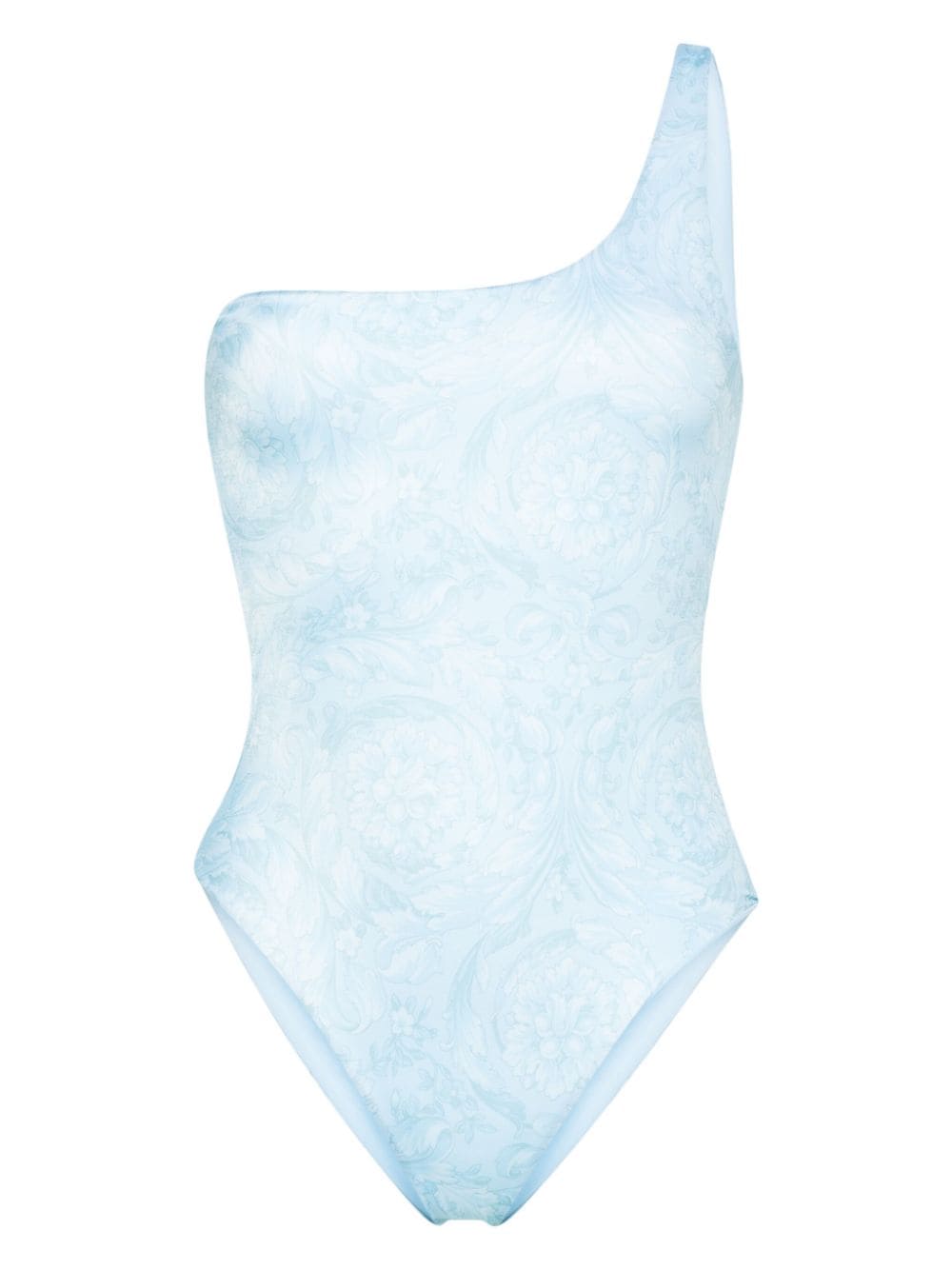 Versace Barocco-print one-shoulder swimsuit - Blue von Versace