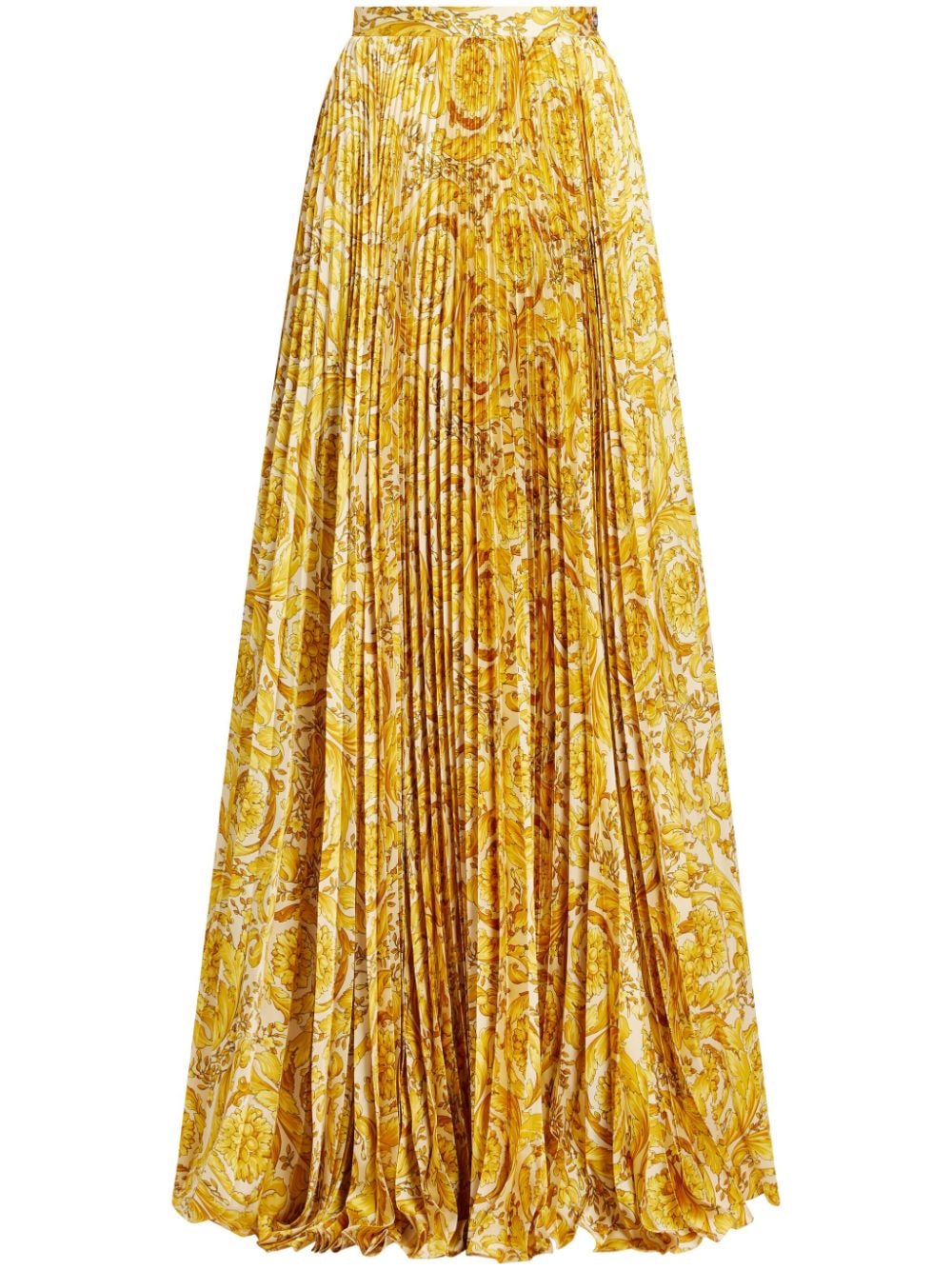 Versace Barocco-print pleated satin skirt - Yellow von Versace