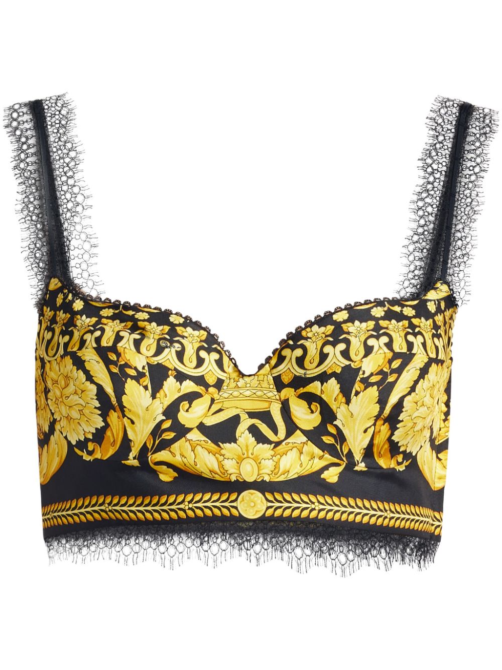 Versace Barocco-print silk bralette - Yellow von Versace