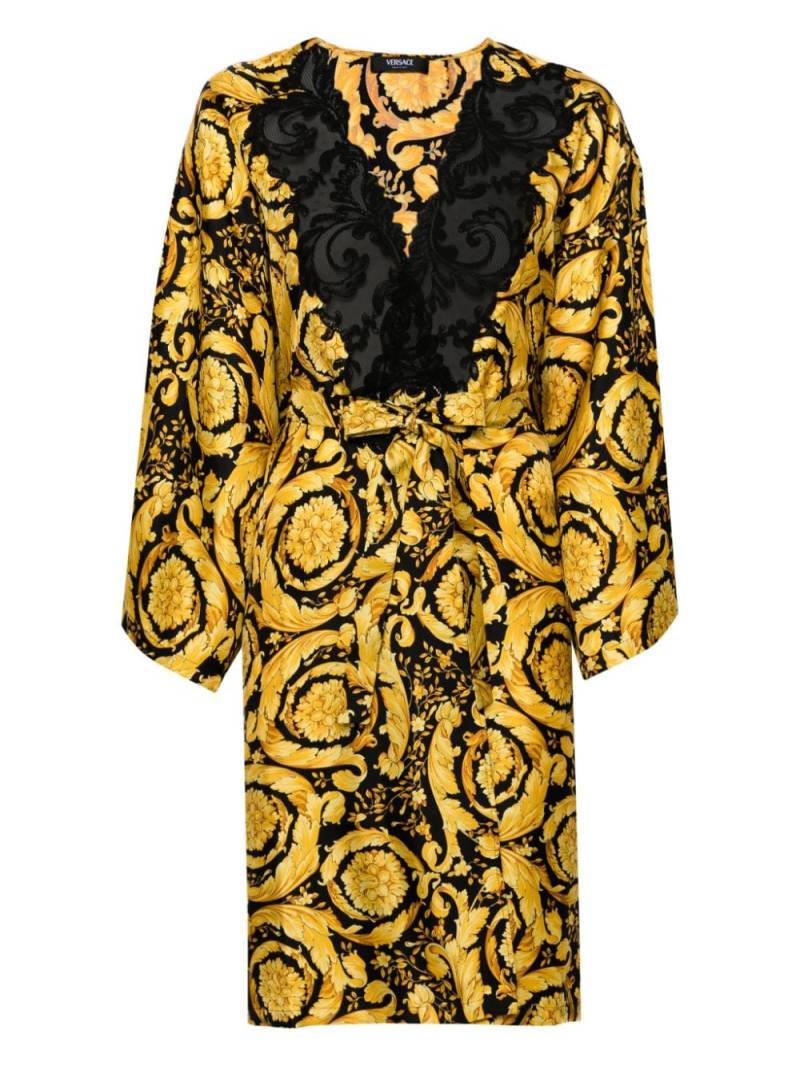 Versace Barocco-print silk robe - Black von Versace