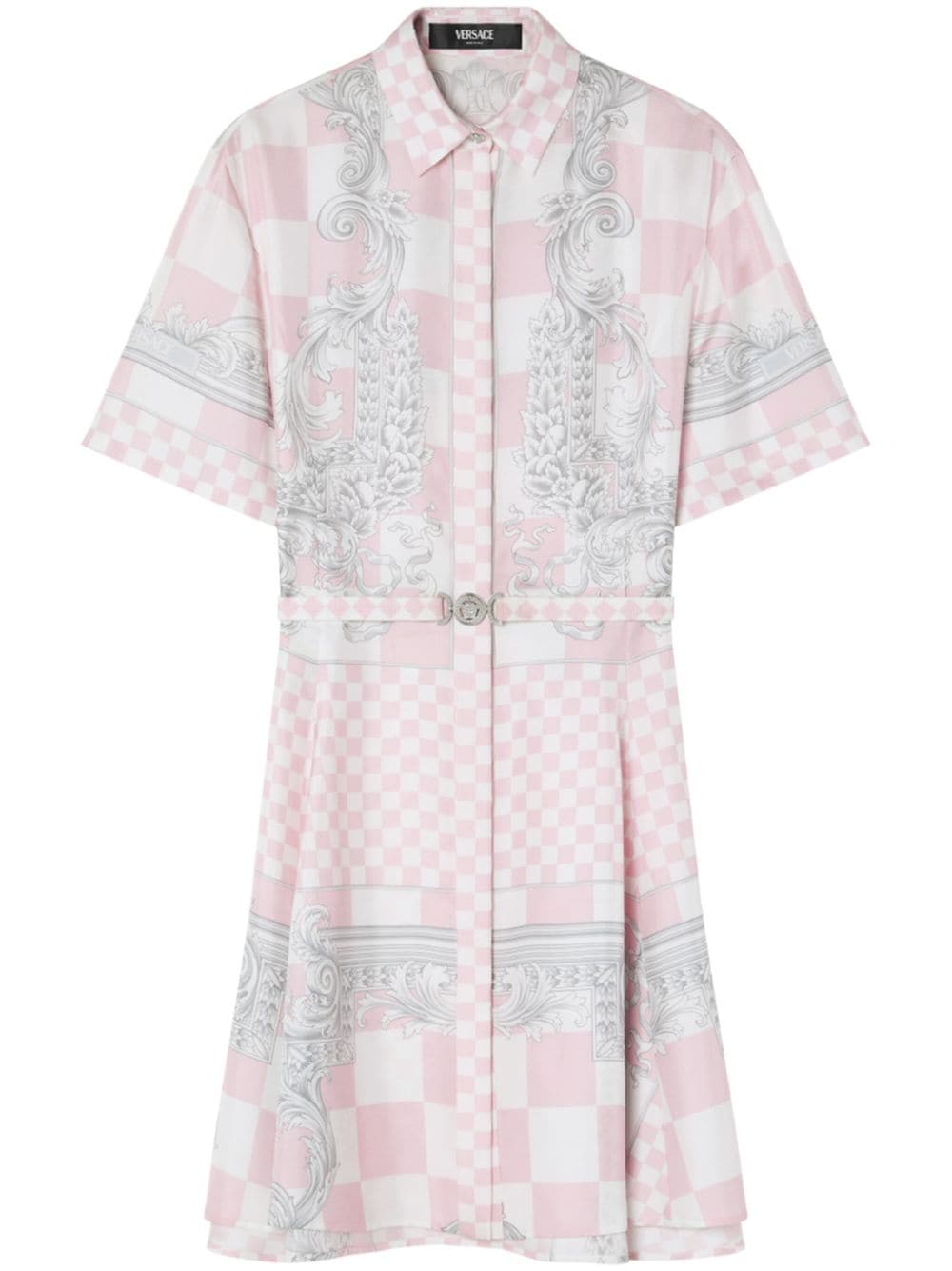 Versace Barocco-print silk shirt dress - Pink von Versace