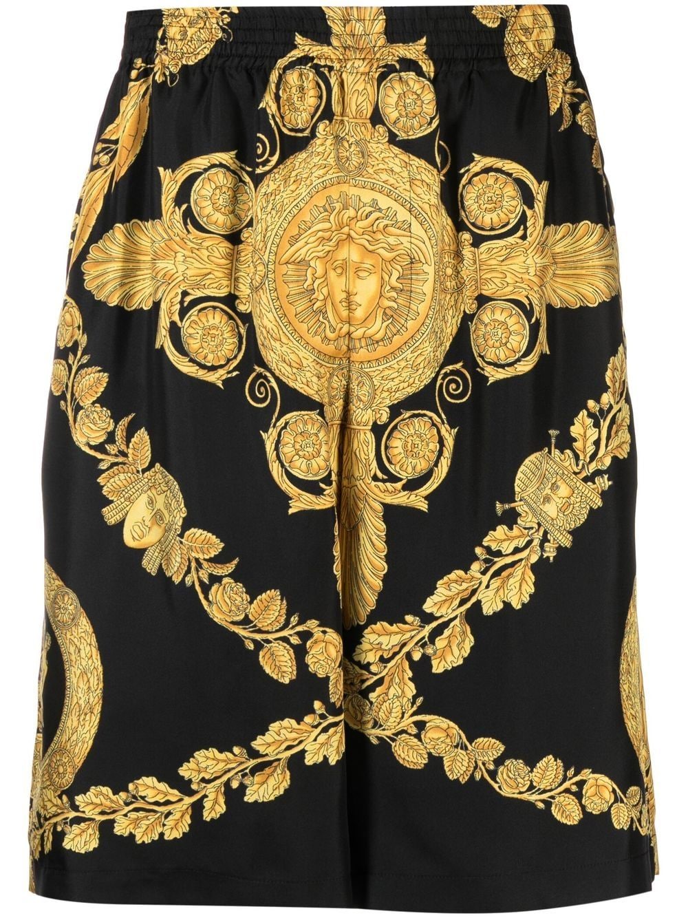 Versace Barocco-print silk shorts - Black von Versace