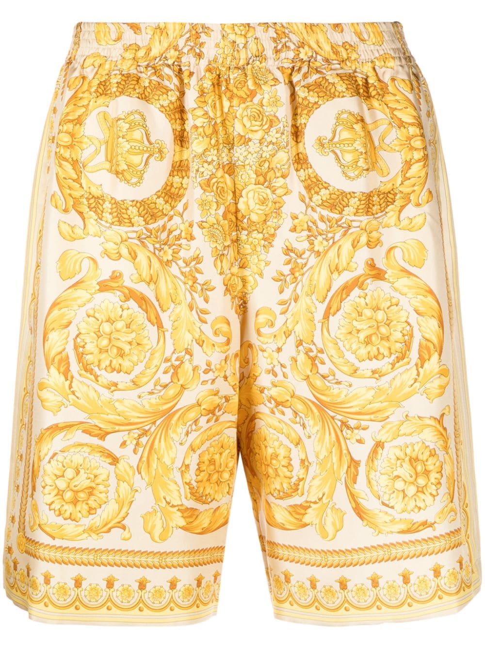 Versace Barocco-print silk shorts - Yellow von Versace