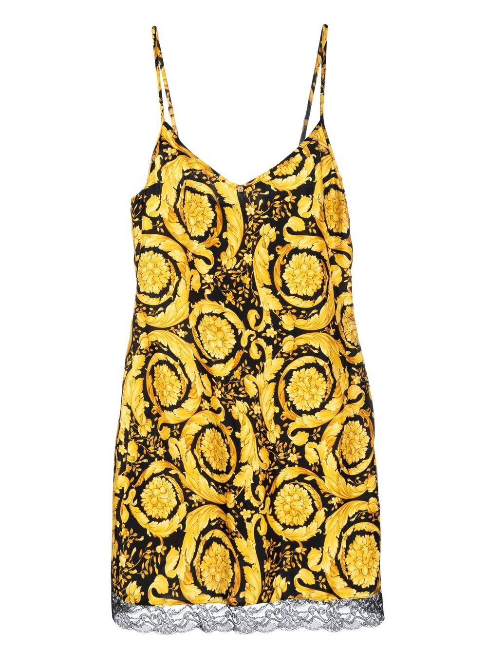 Versace Barocco-print silk slip dress - Yellow von Versace