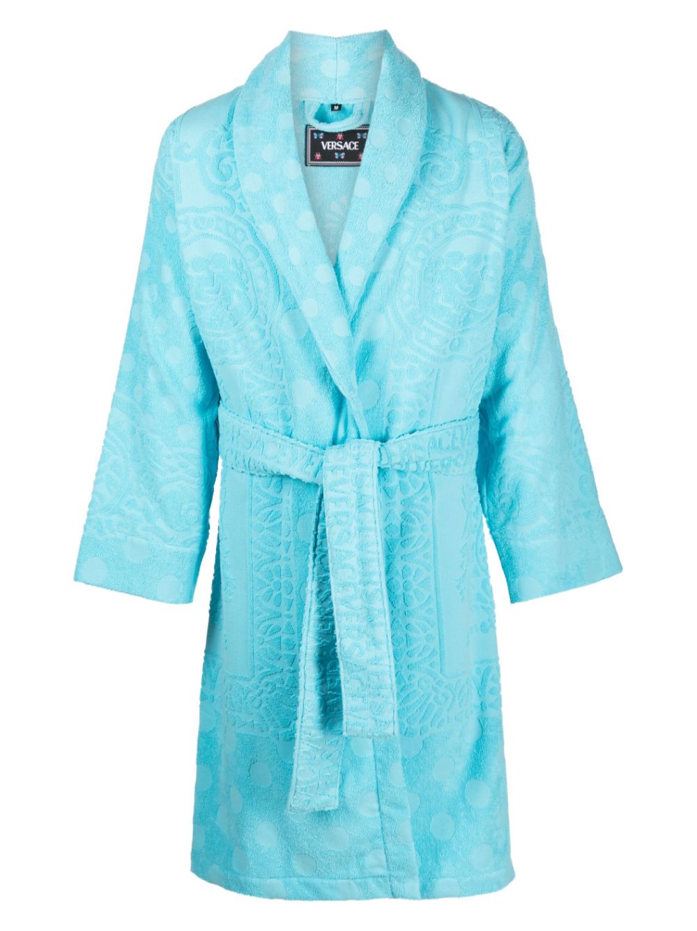 Versace Barocco-print terry-cloth robe - Blue von Versace